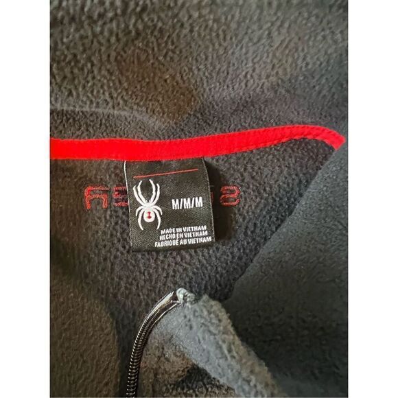 Spyder Black Red Fleece Half Zip Pullover Men's Medium - Picture 3 of 6